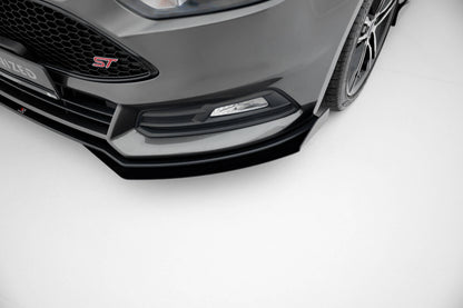 Street Pro Front Ansatz + Flaps für Ford Focus ST Mk3 Facelift schwarz Hochglanz