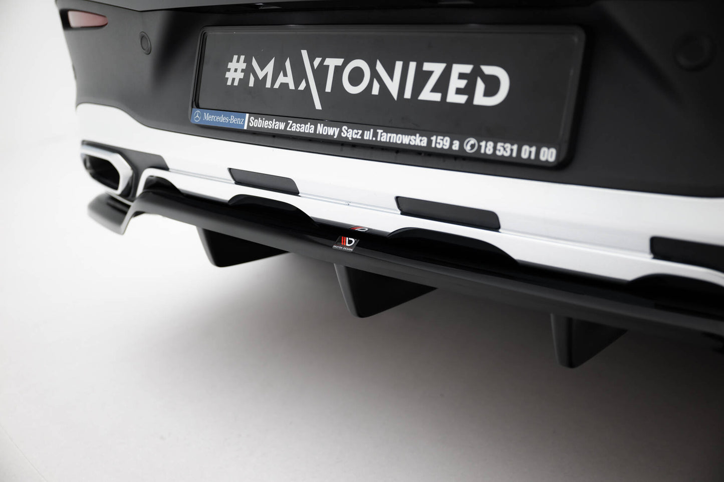 Mittlerer Cup Diffusor DTM Look Heck Ansatz für Mercedes-Benz GLC Coupe AMG-Line C254 schwarz Hochglanz