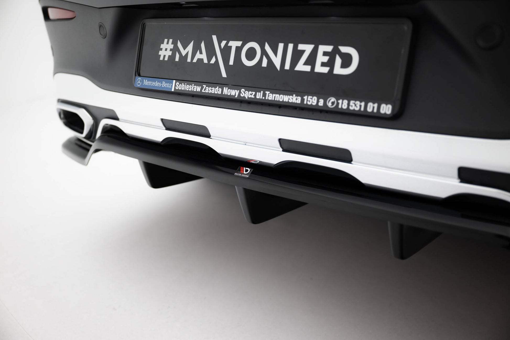 Mittlerer Cup Diffusor DTM Look Heck Ansatz für Mercedes-Benz GLC Coupe AMG-Line C254 schwarz Hochglanz