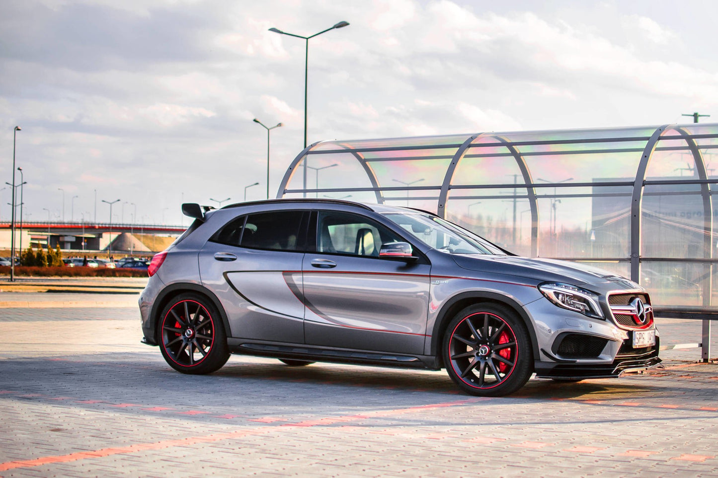 Front Ansatz für Mercedes GLA 45 AMG SUV (X156) vor Facelift schwarz matt