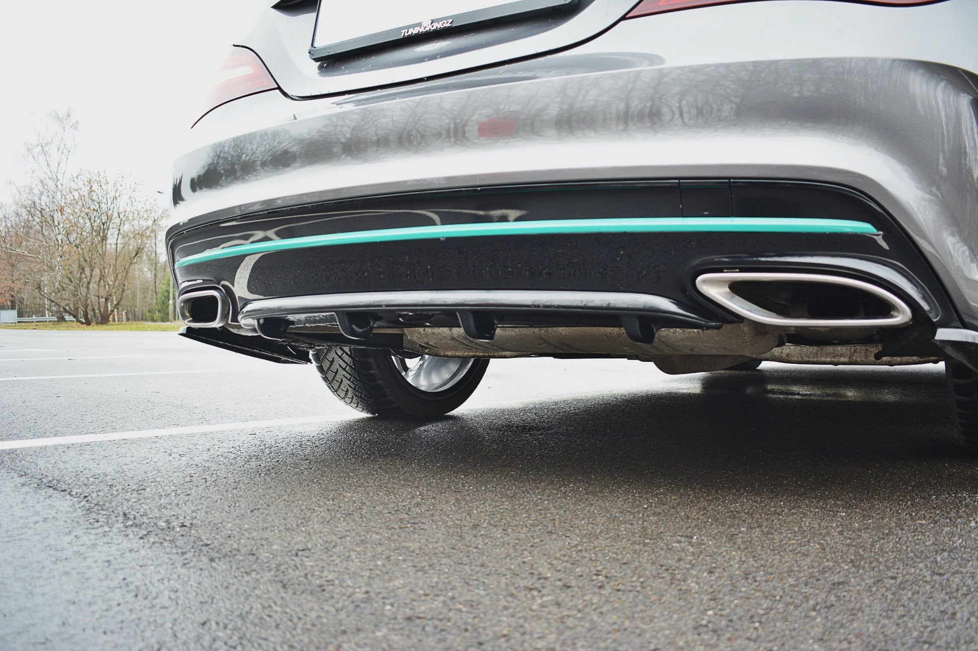 Diffusor Heck Ansatz für Mercedes CLA C117 AMG-LINE FACELIFT  schwarz Hochglanz