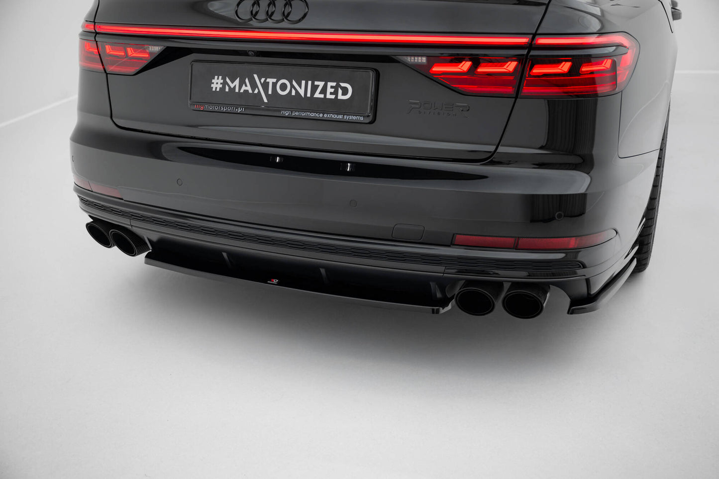 Heck Ansatz Flaps Diffusor für Audi S8 D5 schwarz Hochglanz