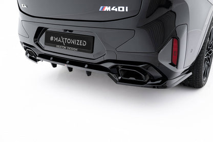 Mittlerer Cup Diffusor DTM Look Heck Ansatz V.2 für BMW X4 M-Paket G02 Facelift schwarz Hochglanz