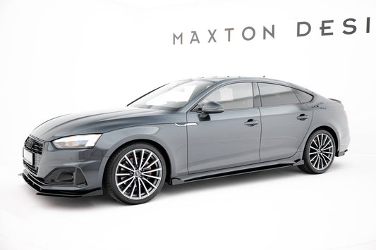 Street Pro Seitenschweller Ansatz + Flaps für Audi A5 Sportback F5 Facelift schwarz Hochglanz