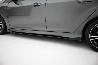 Street Pro Seitenschweller Ansatz + Flaps für Ford Focus ST Mk3 Facelift schwarz Hochglanz
