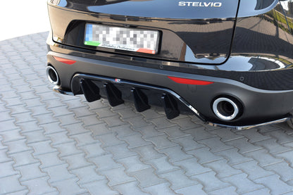 Diffusor Heck Ansatz für ALFA ROMEO STELVIO schwarz Hochglanz