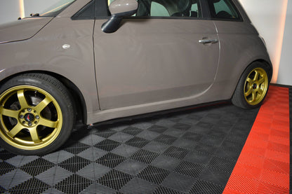 Seitenschweller Ansatz für FIAT 500 HATCHBACK vor Facelift schwarz Hochglanz