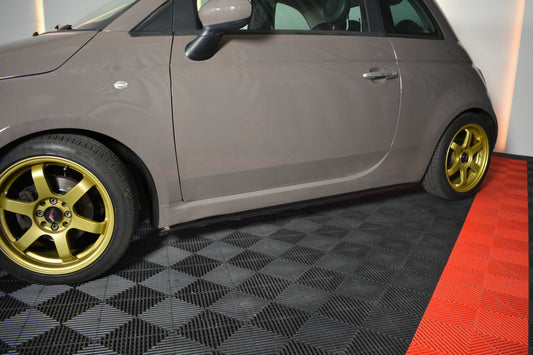 Seitenschweller Ansatz für FIAT 500 HATCHBACK vor Facelift schwarz Hochglanz