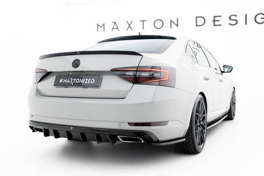 Diffusor Heck Ansatz für Skoda Superb Liftback / Combi  Mk3 schwarz Hochglanz