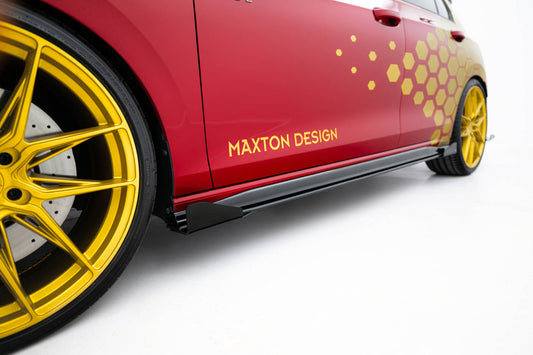 Street Pro Seitenschweller Ansatz + Flaps für VW Golf GTI Clubsport Mk8 Facelift schwarz Hochglanz
