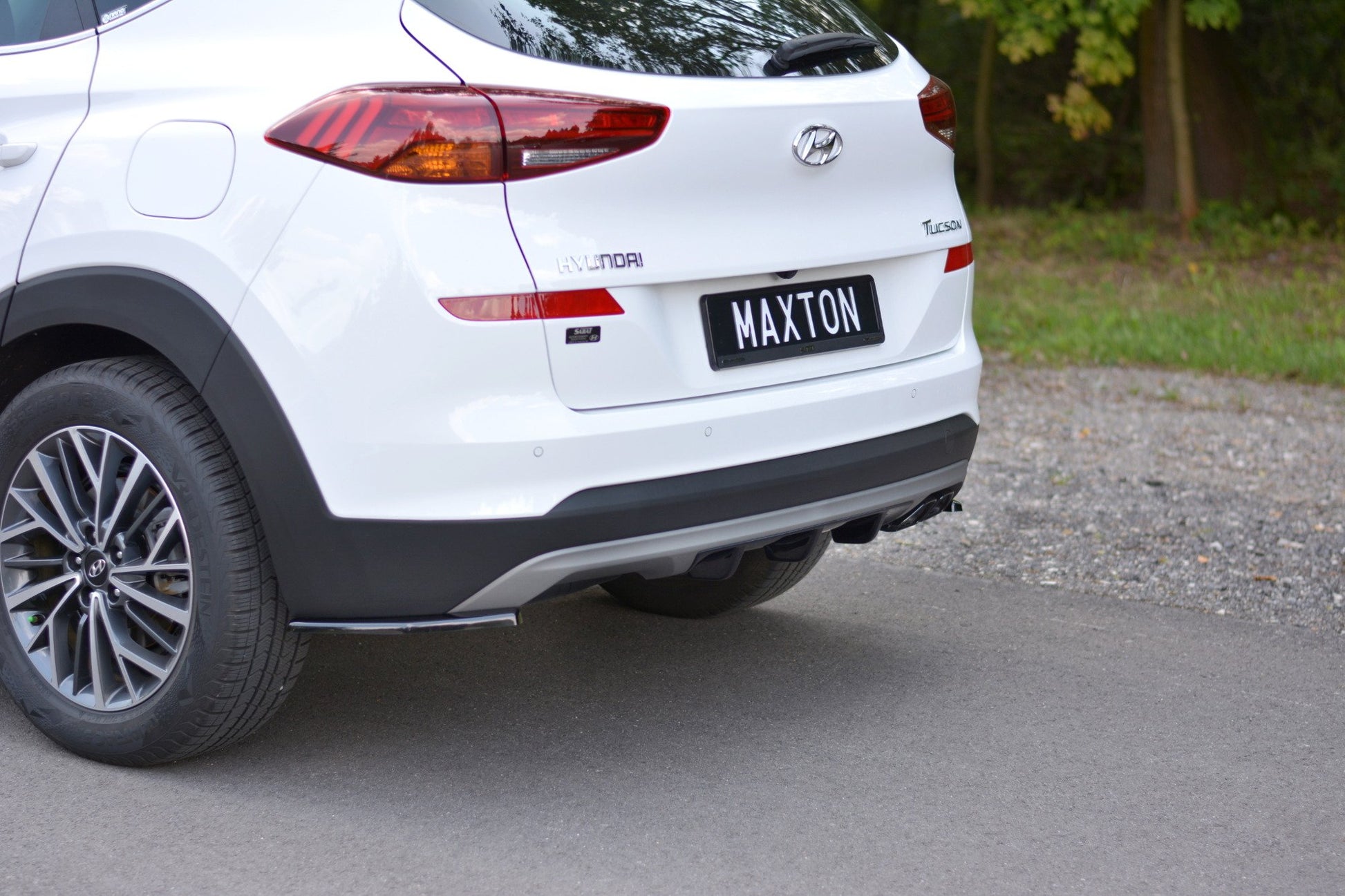 Heck Ansatz Flaps Diffusor für Hyundai Tucson Mk3 Facelift schwarz Hochglanz