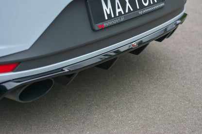 Diffusor Heck Ansatz für Seat Leon III Cupra schwarz Hochglanz