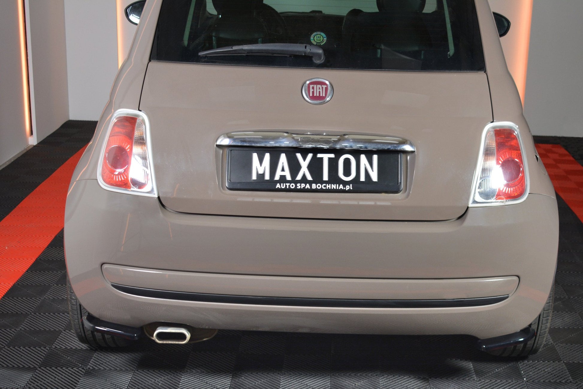Heck Ansatz Flaps Diffusor für FIAT 500 HATCHBACK vor Facelift schwarz Hochglanz