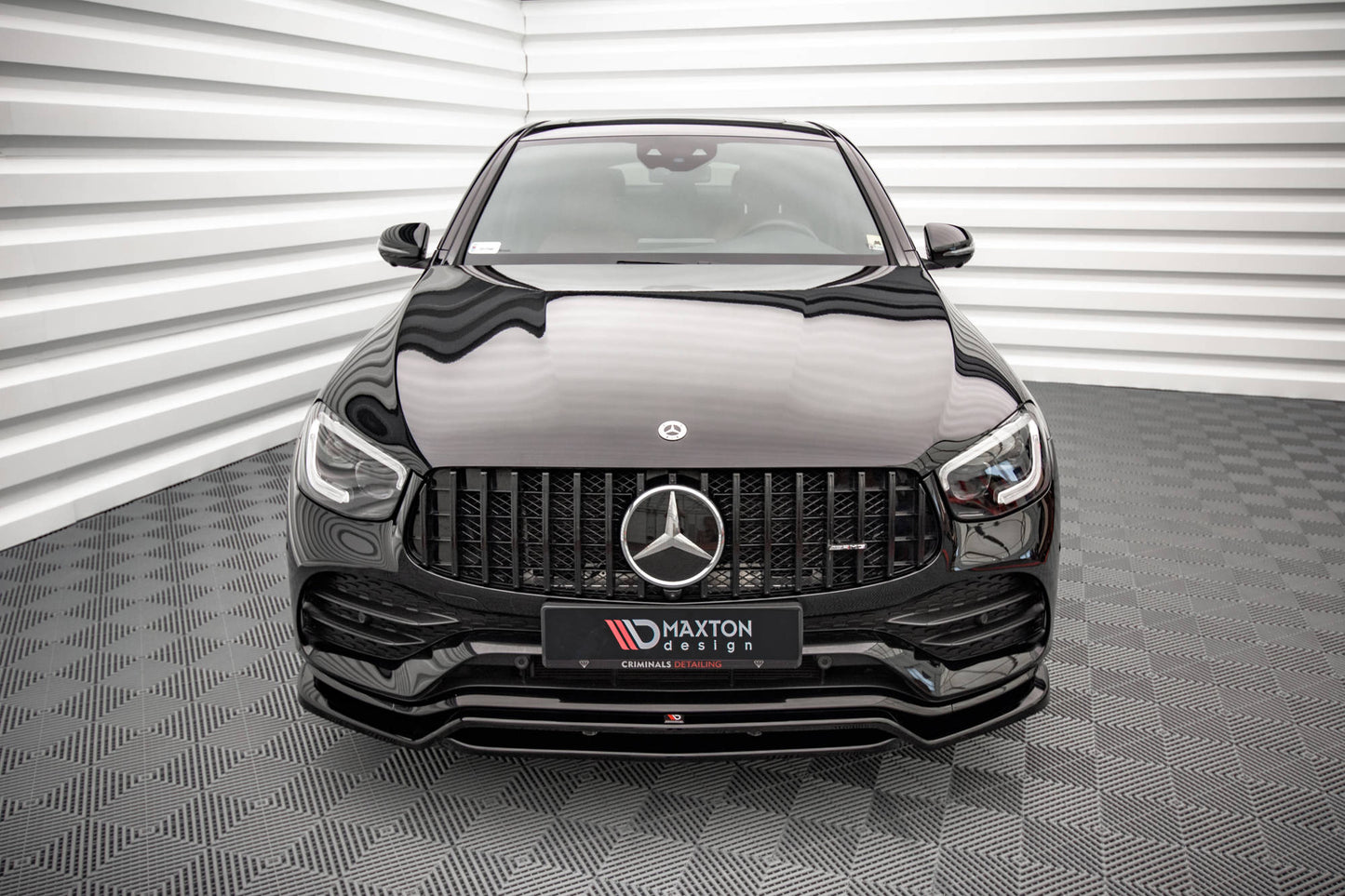 Front Ansatz für Mercedes-AMG GLC 43 / AMG-Line SUV X253 Facelift  schwarz Hochglanz