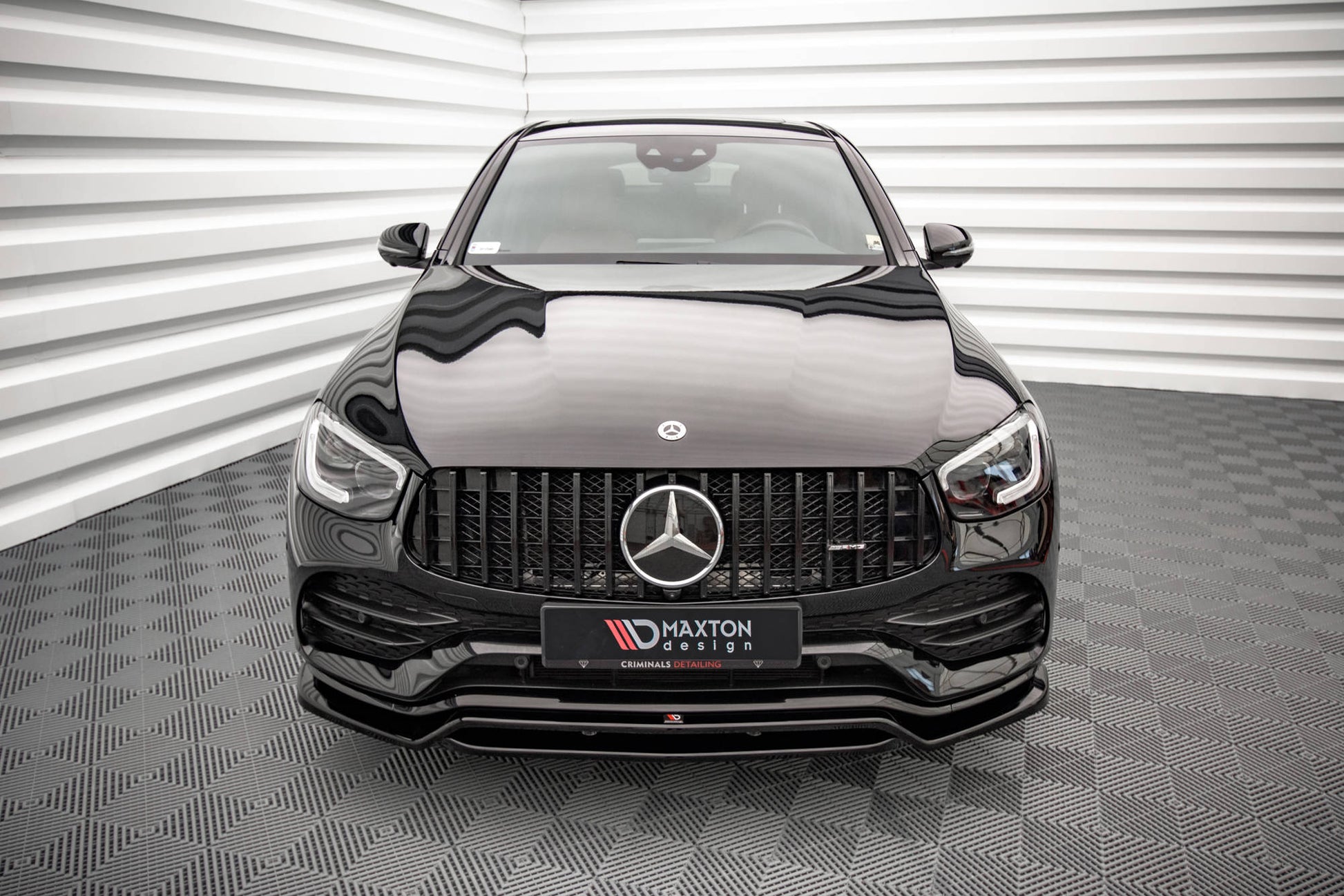 Front Ansatz für Mercedes-AMG GLC 43 / AMG-Line SUV X253 Facelift  schwarz Hochglanz