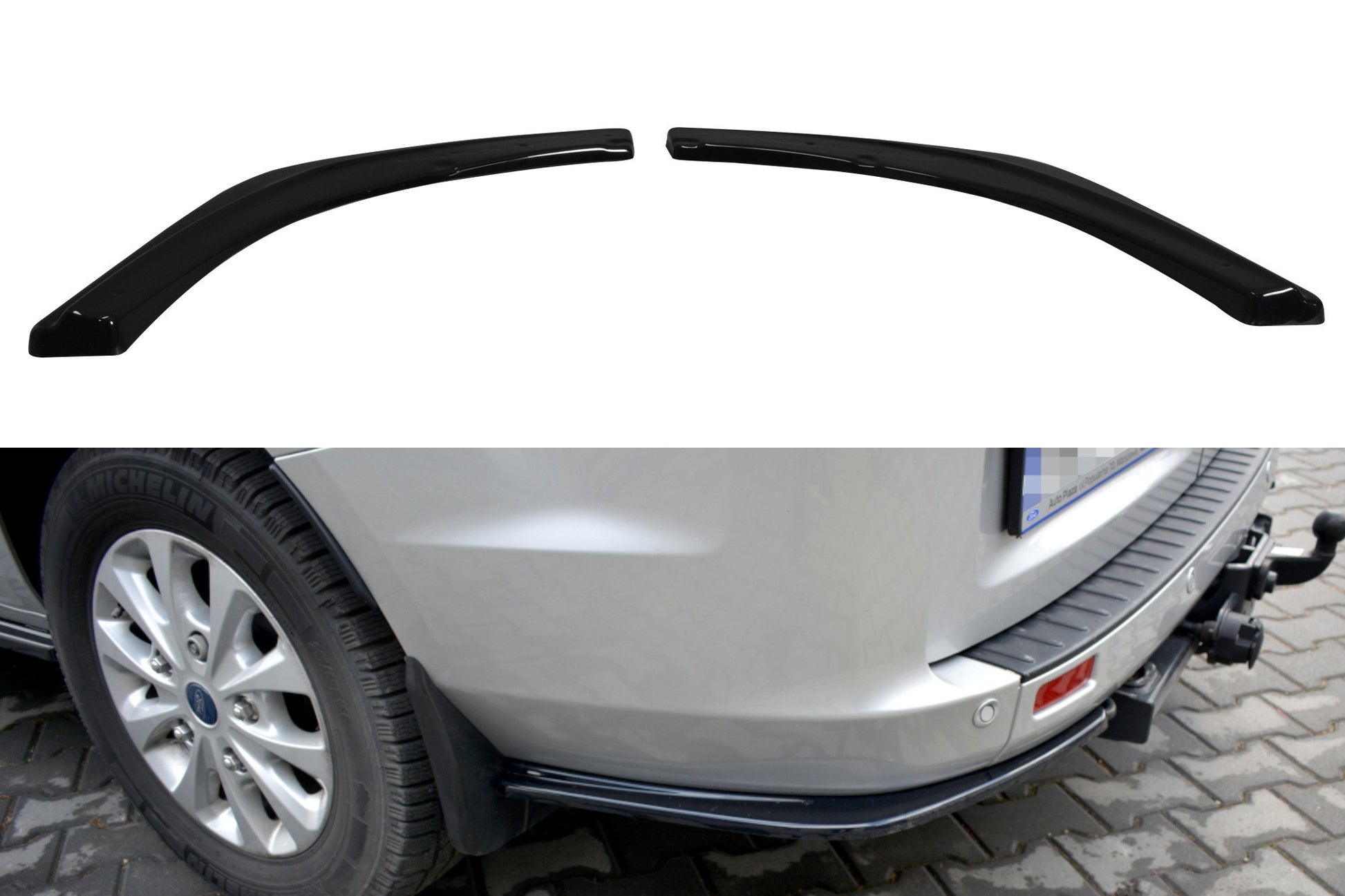Heck Ansatz Flaps Diffusor für Ford Transit Custom Mk1 FL schwarz Hochglanz