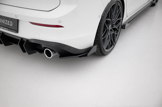Street Pro Heck Ansatz Flaps Diffusor +Flaps für Volkswagen Golf GTI / GTE Mk8 schwarz Hochglanz