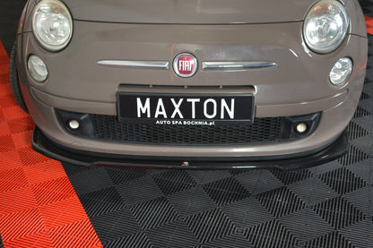 Front Ansatz V.2 für FIAT 500 HATCHBACK vor Facelift schwarz Hochglanz