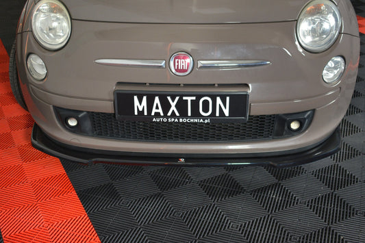 Front Ansatz V.2 für FIAT 500 HATCHBACK vor Facelift schwarz Hochglanz