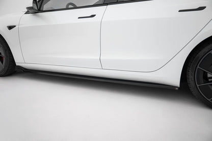 Seitenschweller Ansatz für V.3 für Tesla Model 3 Performance Mk1 Facelift  schwarz Hochglanz