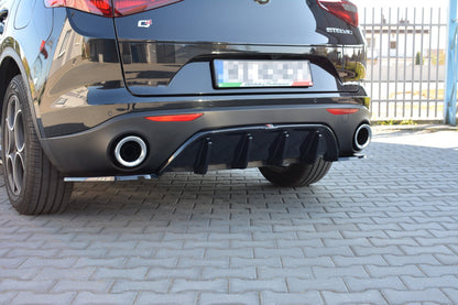 Diffusor Heck Ansatz für ALFA ROMEO STELVIO schwarz Hochglanz