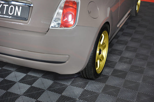 Heck Ansatz Flaps Diffusor für FIAT 500 HATCHBACK vor Facelift schwarz Hochglanz