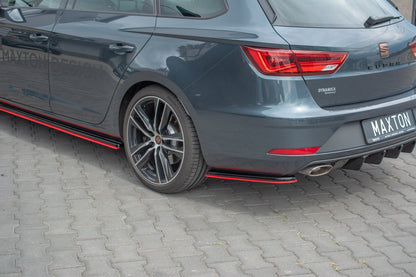 Heck Ansatz Flaps Diffusor passend für V.2 Seat Leon Mk3 Cupra ST Facelift schwarz Hochglanz