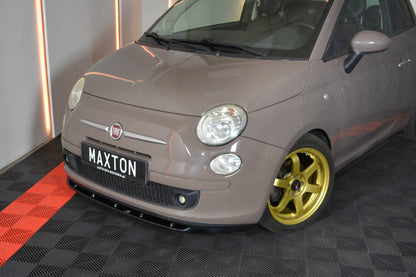 Front Ansatz V.1 für FIAT 500 HATCHBACK vor Facelift schwarz Hochglanz