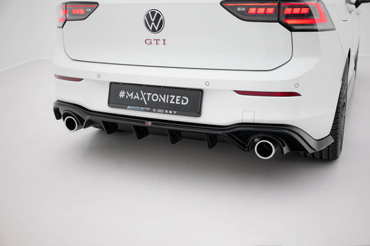 Diffusor Heck Ansatz V.2 für VW Golf GTI Mk8 schwarz Hochglanz