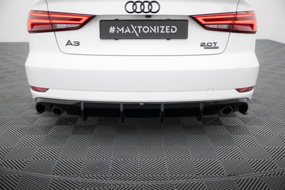 Diffusor Heck Ansatz für Audi A3 Limousine 8V Facelift  (Einzelauspuff li. re.)