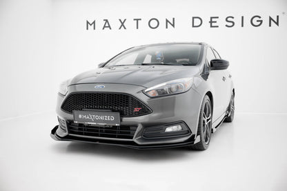 Street Pro Front Ansatz + Flaps für Ford Focus ST Mk3 Facelift schwarz Hochglanz