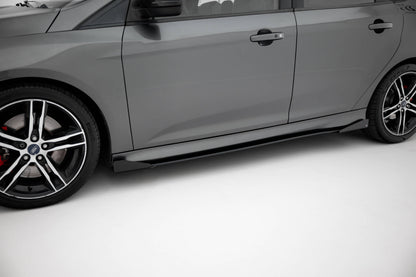 Street Pro Seitenschweller Ansatz + Flaps für Ford Focus ST Mk3 Facelift schwarz Hochglanz