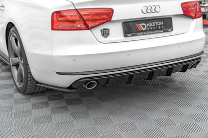 Diffusor Heck Ansatz für Audi A8 D4 schwarz Hochglanz