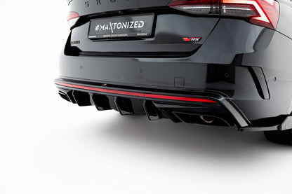 Diffusor Heck Ansatz für Skoda Octavia RS Liftback / Combi Mk4 Facelift schwarz Hochglanz