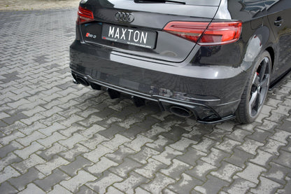 Diffusor Heck Ansatz für Audi RS3 8V FL Sportback schwarz Hochglanz