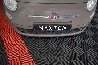 Front Ansatz V.1 für FIAT 500 HATCHBACK vor Facelift schwarz Hochglanz