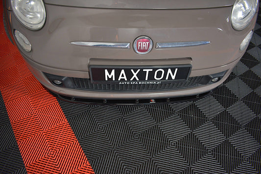 Front Ansatz V.1 für FIAT 500 HATCHBACK vor Facelift schwarz Hochglanz