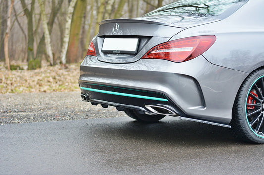 Diffusor Heck Ansatz für Mercedes CLA C117 AMG-LINE FACELIFT  schwarz Hochglanz