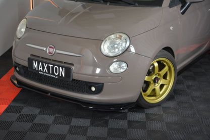 Front Ansatz V.2 für FIAT 500 HATCHBACK vor Facelift schwarz Hochglanz