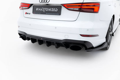 Diffusor Heck Ansatz V.2 für Audi RS3 Limousine 8V Facelift schwarz Hochglanz