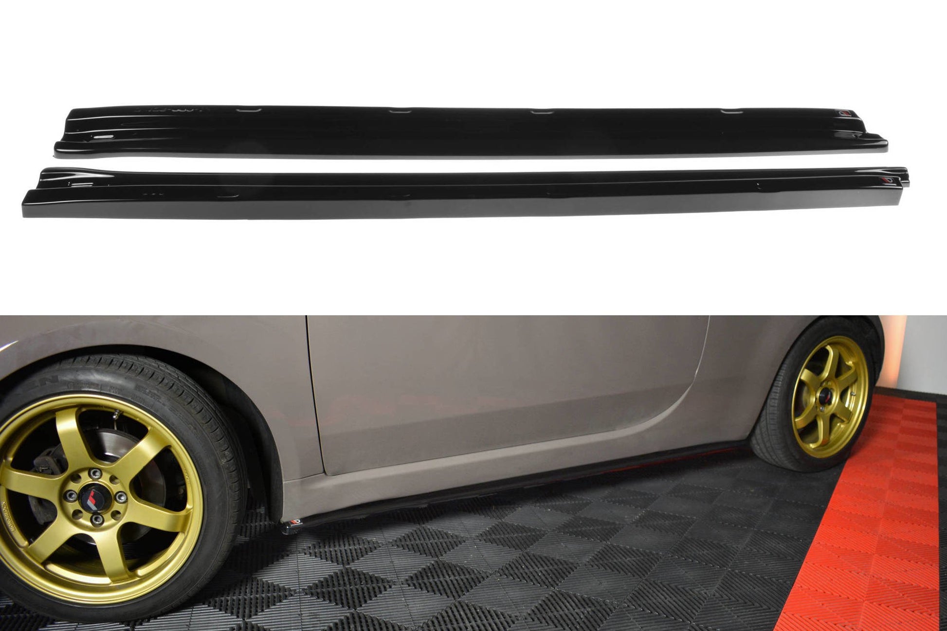 Seitenschweller Ansatz für FIAT 500 HATCHBACK vor Facelift schwarz Hochglanz