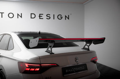 Carbon Spoiler With Internal Brackets Uprights + LED VW Jetta GLI Mk7