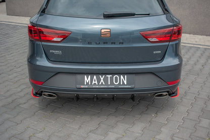 Diffusor Heck Ansatz V.1 für Seat Leon Cupra Mk3 FL Sportstourer schwarz Hochglanz