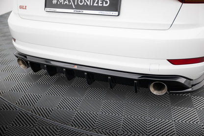 Diffusor Heck Ansatz für Volkswagen Jetta GLI Mk7 schwarz Hochglanz