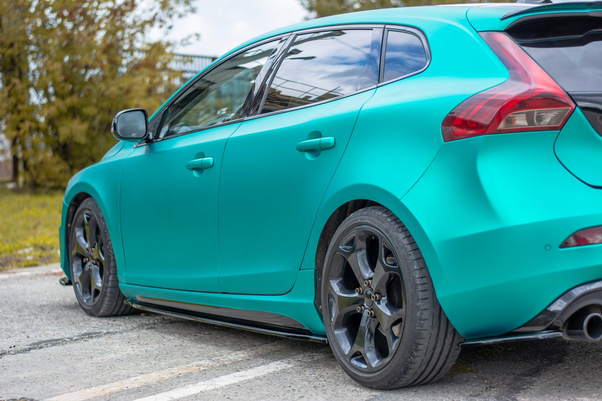 Seitenschweller Ansatz für Volvo V40 R-design schwarz Hochglanz