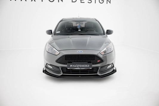 Street Pro Front Ansatz + Flaps für Ford Focus ST Mk3 Facelift schwarz Hochglanz