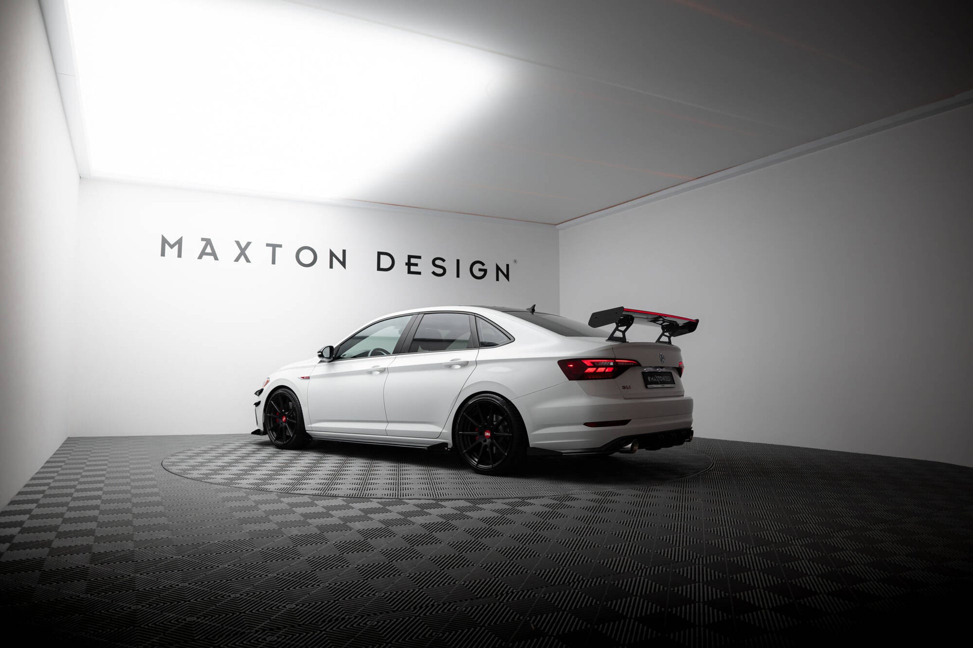 Carbon Spoiler With Internal Brackets Uprights + LED VW Jetta GLI Mk7