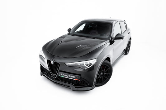 Front Ansatz V.3 für Alfa Romeo Stelvio Mk1 schwarz Hochglanz