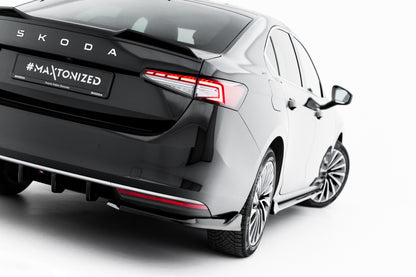 Heck Ansatz Flaps Diffusor V.2 für Skoda Superb Mk4 schwarz Hochglanz
