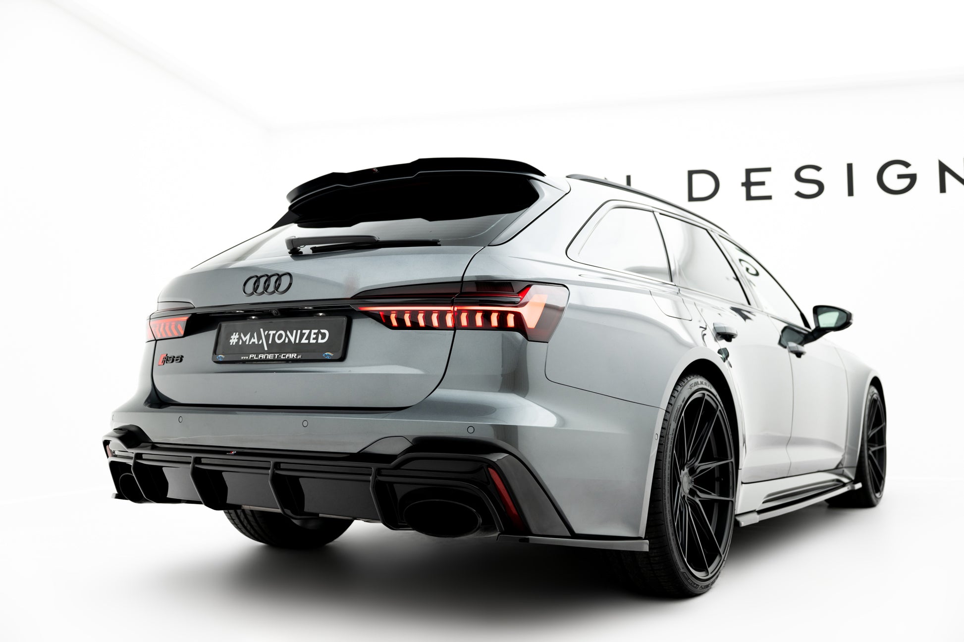 Diffusor Heck Ansatz für Audi RS6 C8 schwarz Hochglanz